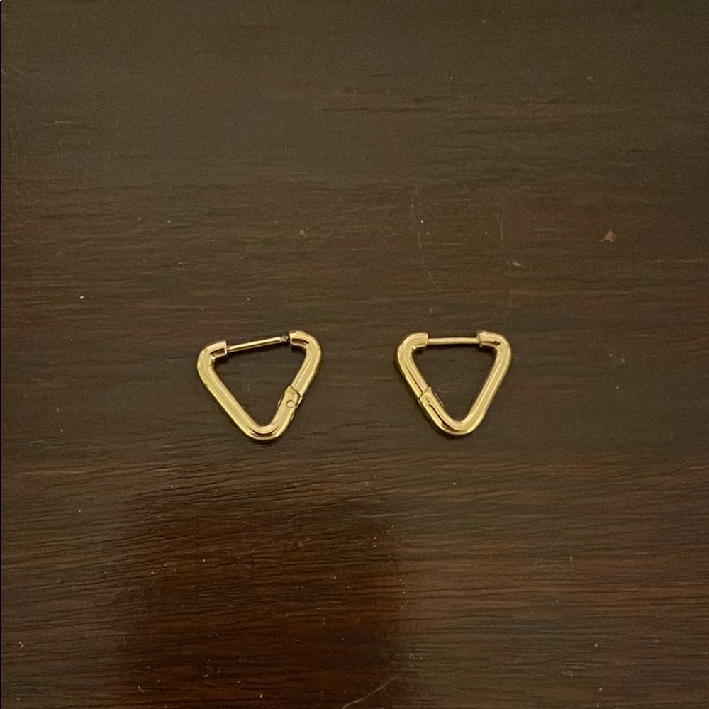 Gold Triangle Hoop Earrings